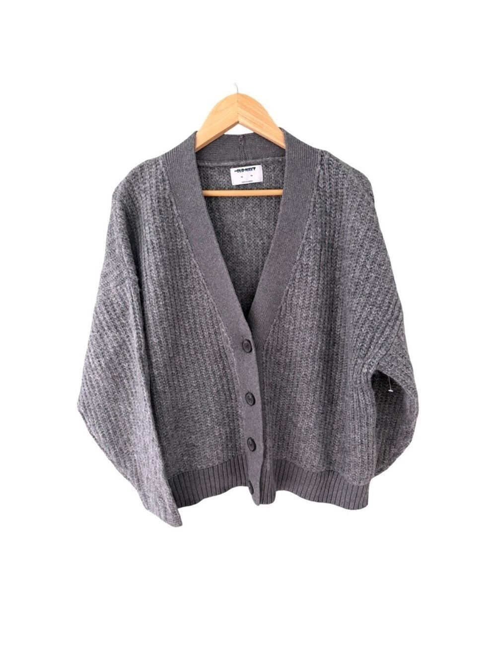 Old Navy Gray Wool Blend Shaker Stitch Button Down Cardigan Sweater NWOT Size S